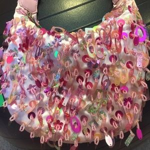 Cute Pink Satin & Sequins Purse